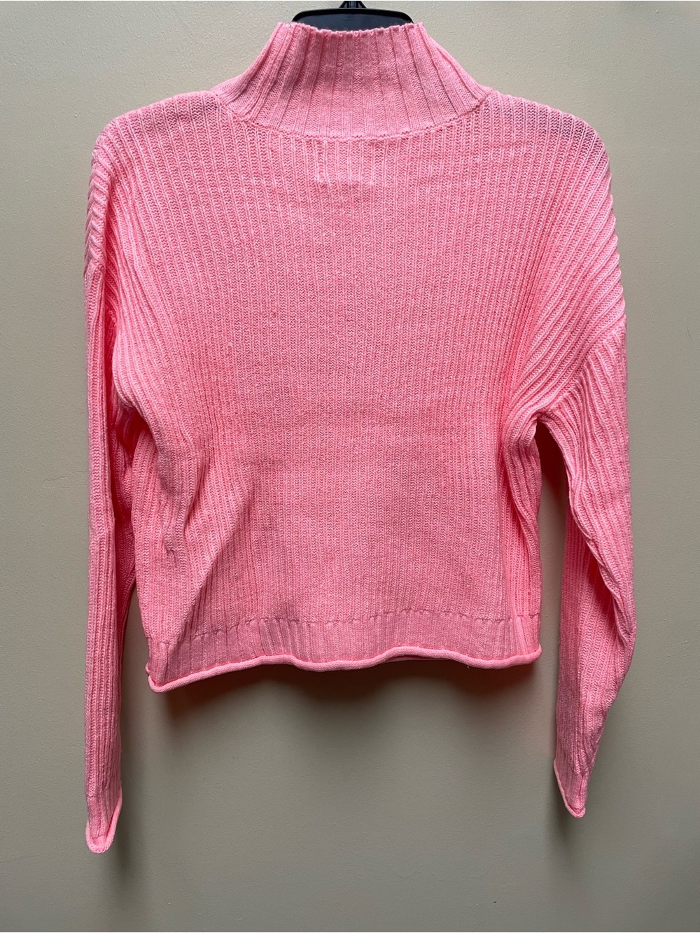 Pink Mock Neck Ribbed Sweater - Picture 2 of 3